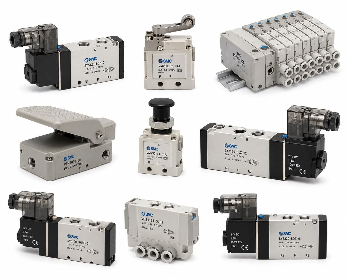 Válvulas neumáticas direccionales de distintas configuraciones